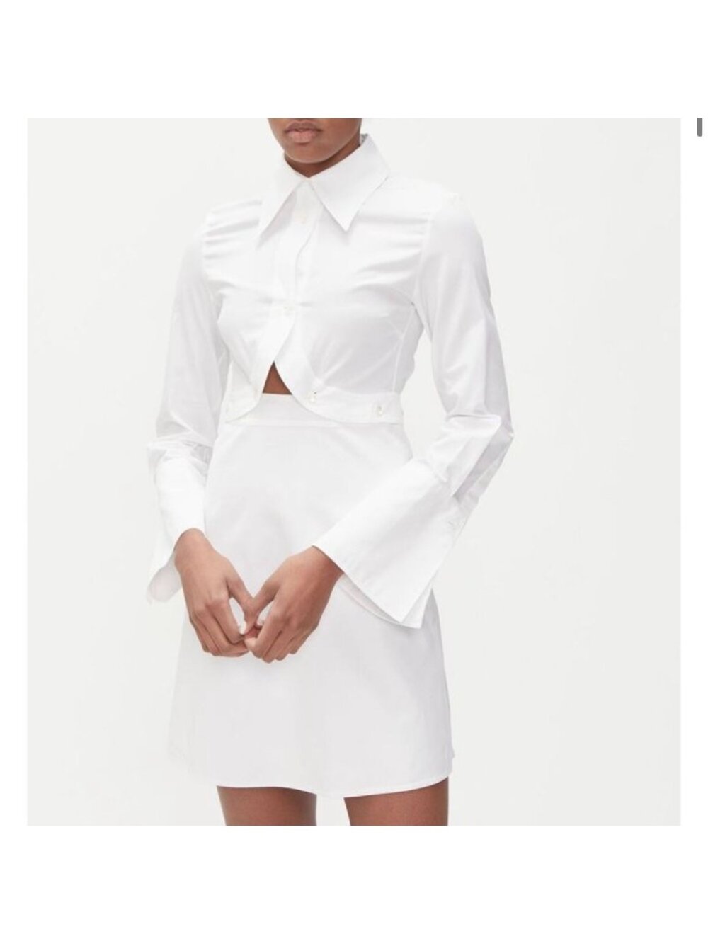 ELLERY White Double Helix Cotton Shirt Dress